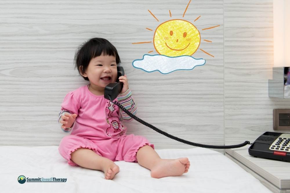 Little girl talking on phone